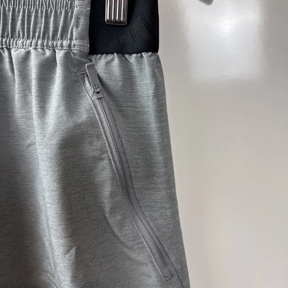Adidas Gray Athletic Shorts with Black Waistband, Size Medium Gym Shorts Workout